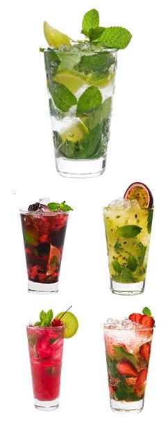 Mojito, try our flavors: strawberry, berries and passion fruit